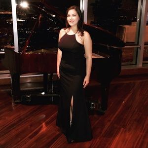 NWT Bariano Lolita High-neck Crossback Fitted Gown